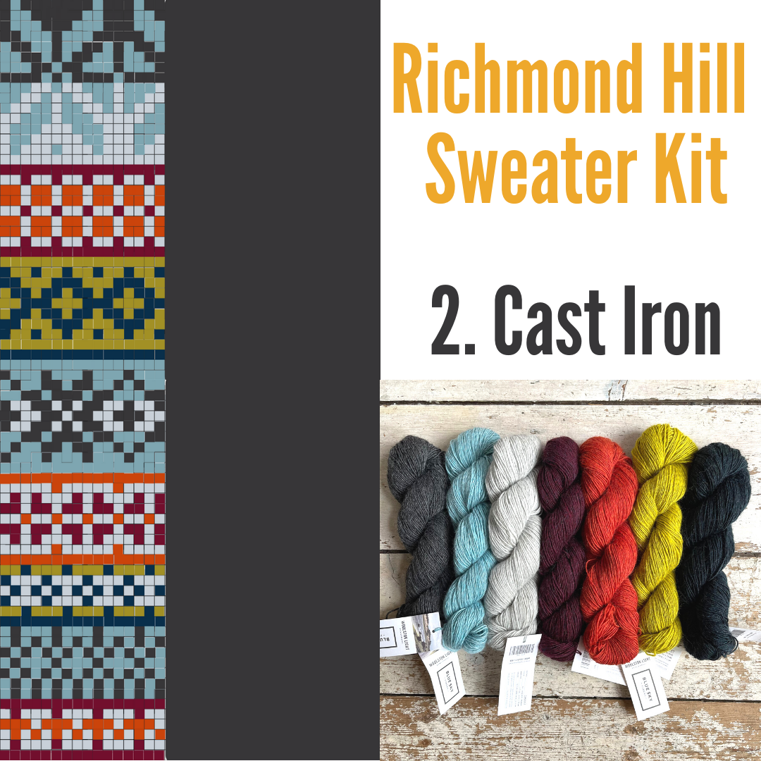 Richmond Hill Sweater Kit 2 - Cast Iron Blue Sky Fibers