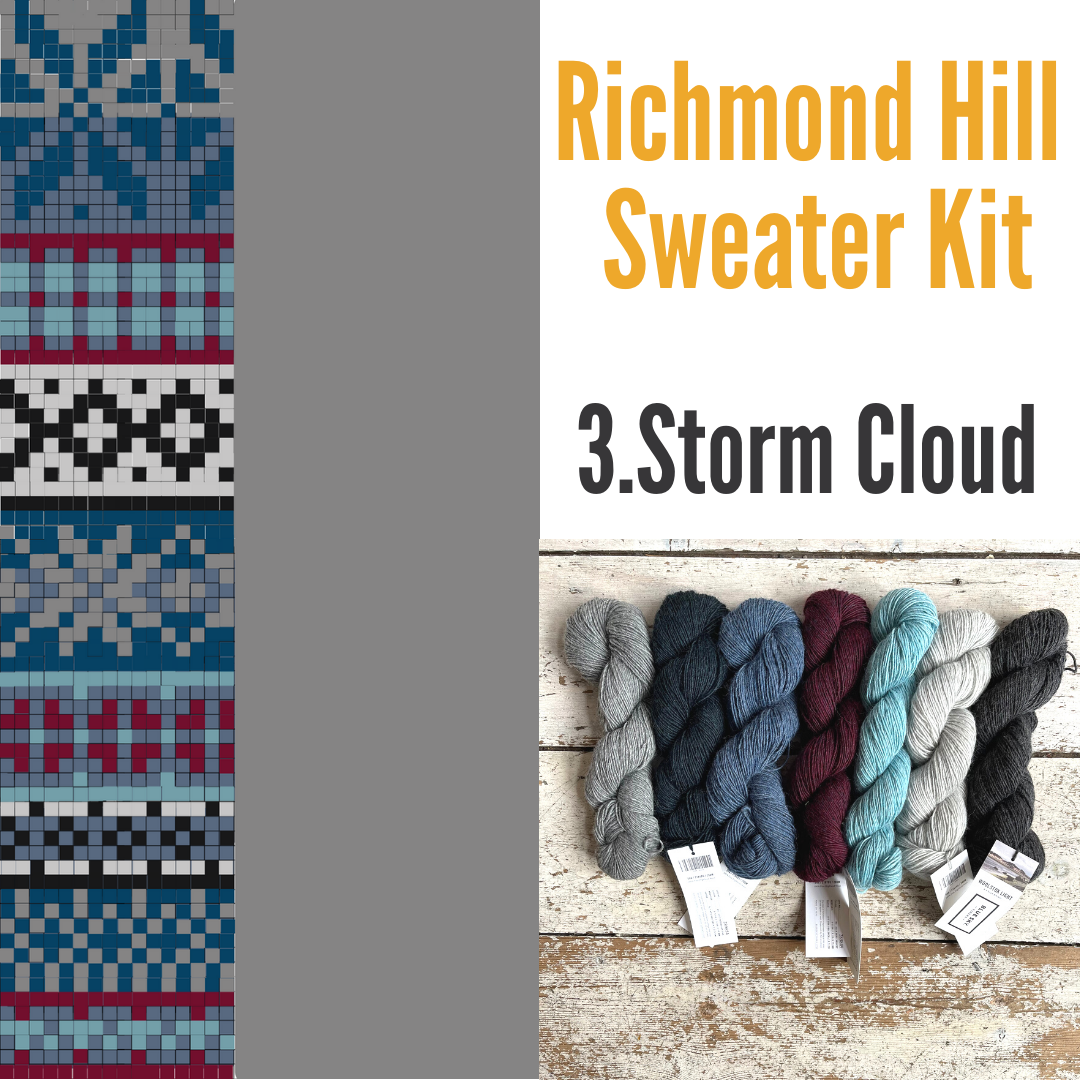 Richmond Hill Sweater Kit 3 - Storm Cloud Blue Sky Fibers