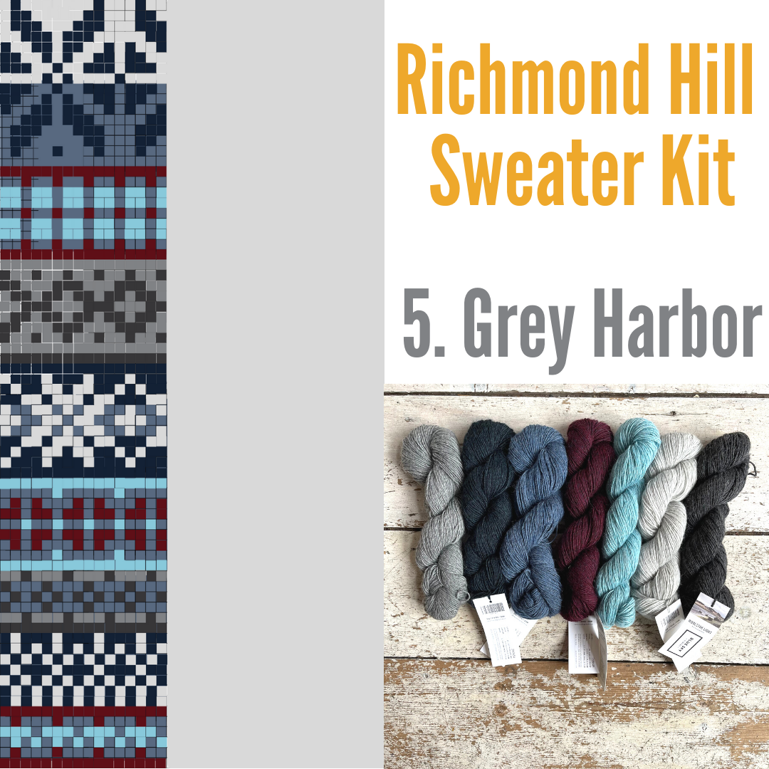 Richmond Hill Sweater Kit 5 - Grey Harbor Blue Sky Fibers