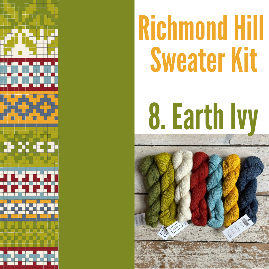 Richmond Hill Sweater Kit 8 - Earth Ivy Blue Sky Fibers