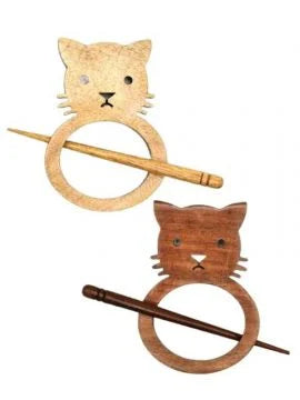 LYKKE Wooden Shawl Pins - Cat LYKKE