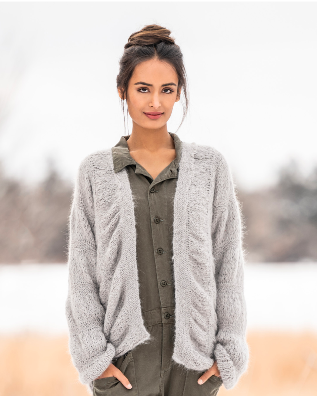 Denmark Cardigan Kit in Brushed Suri Blue Sky Fibers