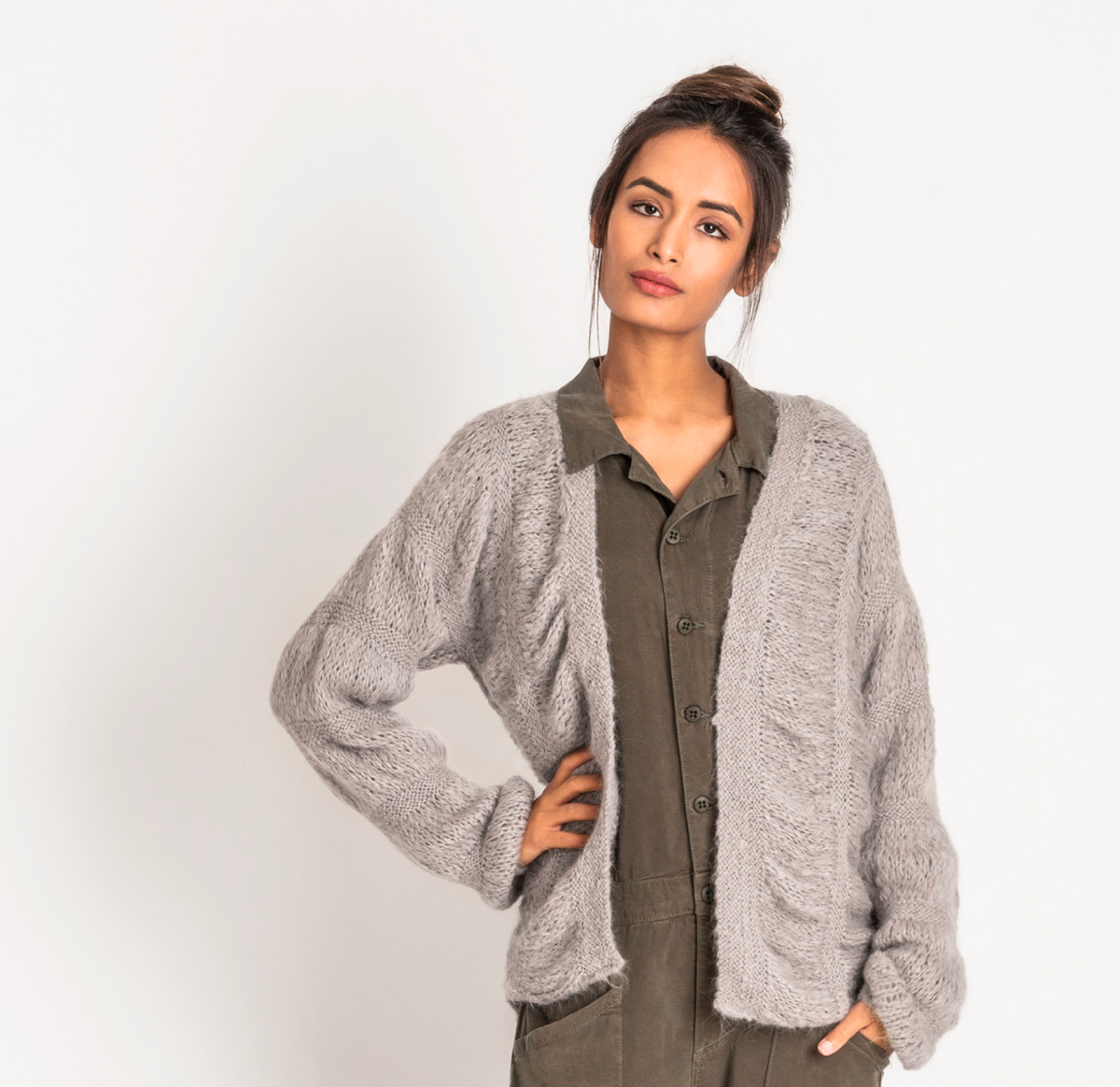 Denmark Cardigan Kit in Brushed Suri Blue Sky Fibers