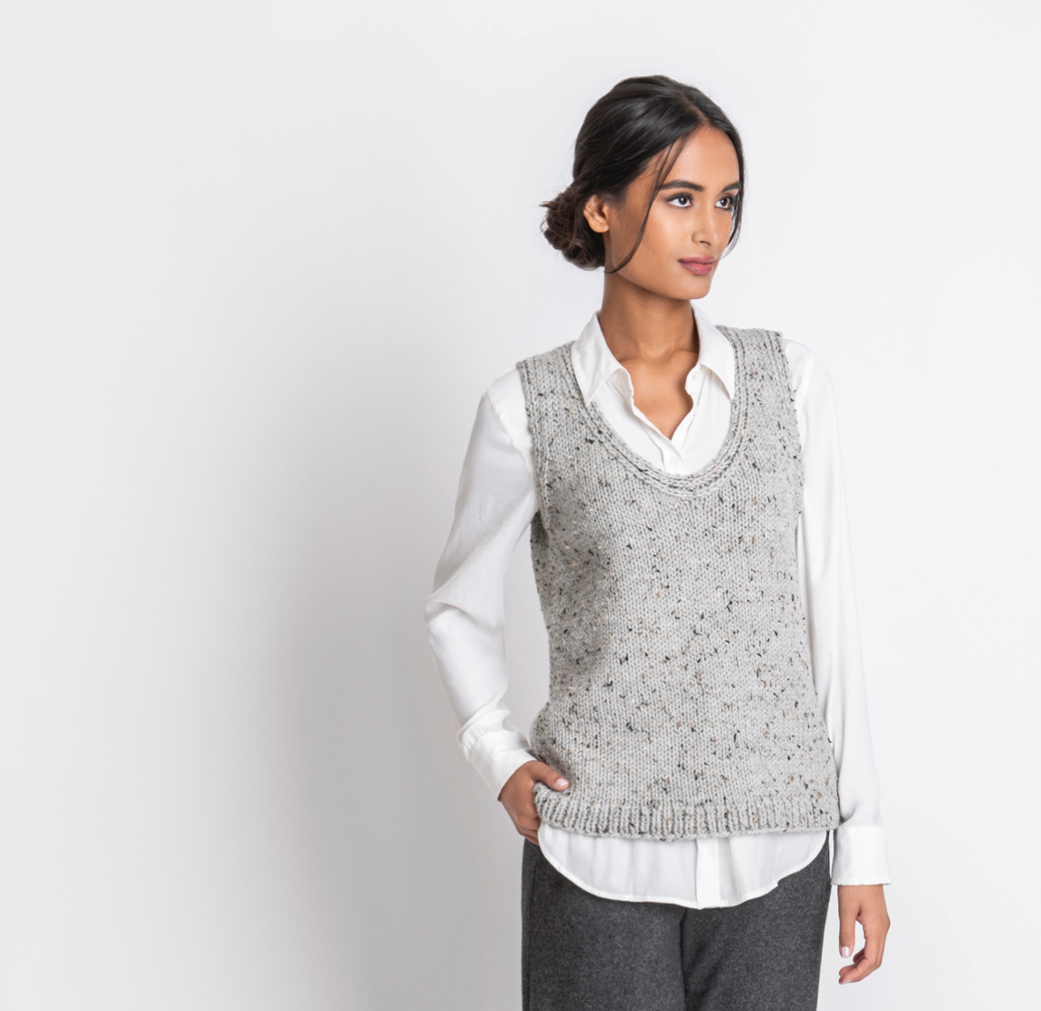 Summit Vest Kits with Woolstok Tweed Blue Sky Fibers