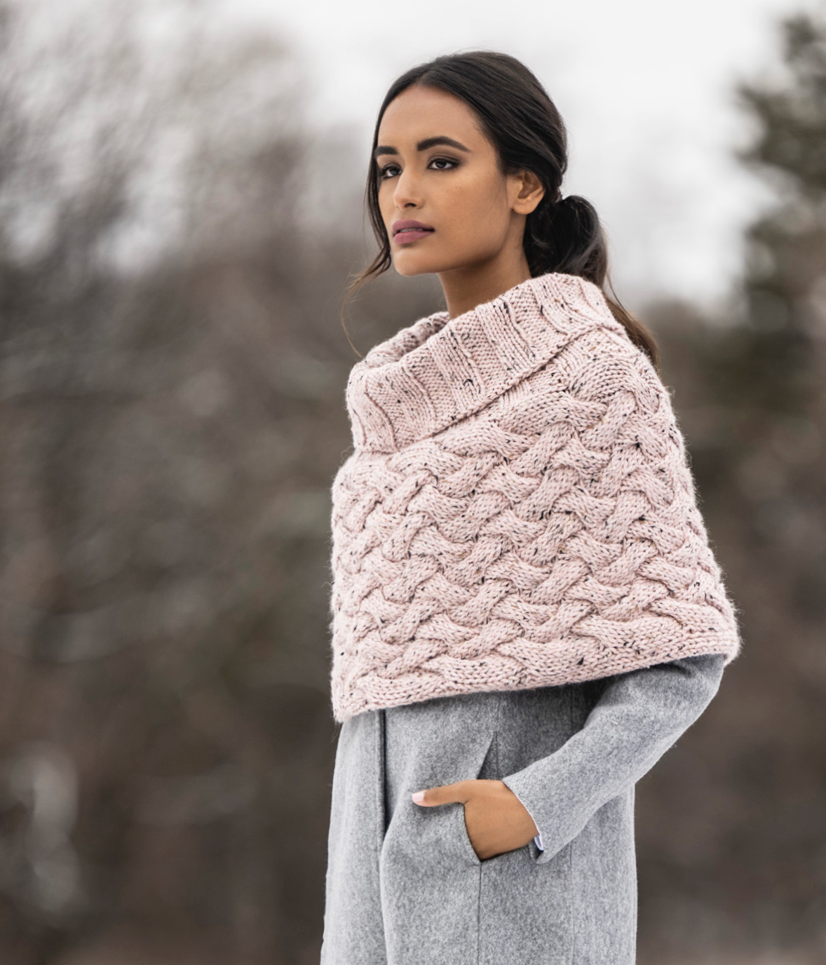 Ely Capelet Kits with Woolstok Tweed Blue Sky Fibers