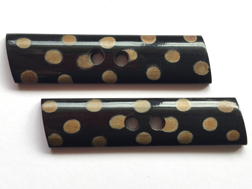 17mm - Long Black Horn with Polka Dots TextileGarden