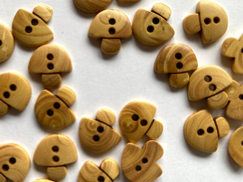 12mm - Olive Wood Mushroom Buttons - Unpainted TextileGarden