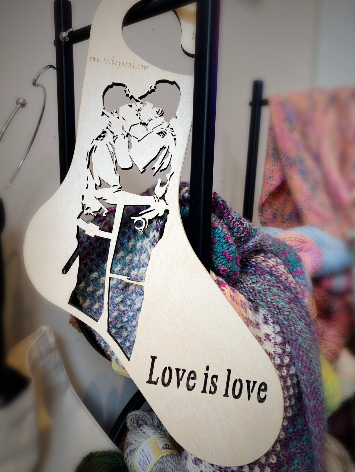 Banksy Kissing Coppers Sock Blocker tribeyarns