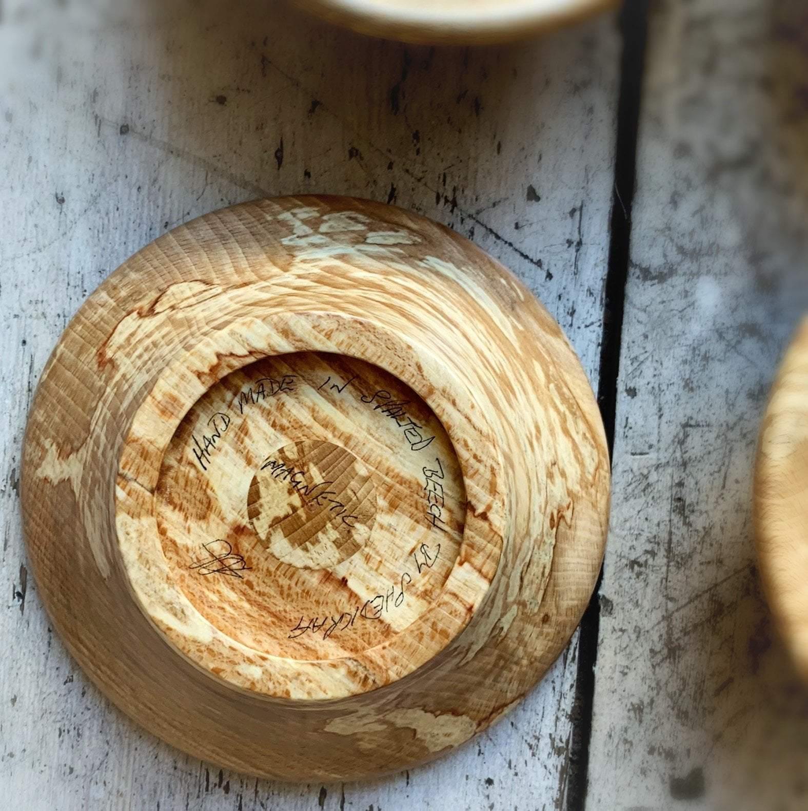 Hand-Turned Wooden Magnetic Bowl - Spalted Beech tribeyarns
