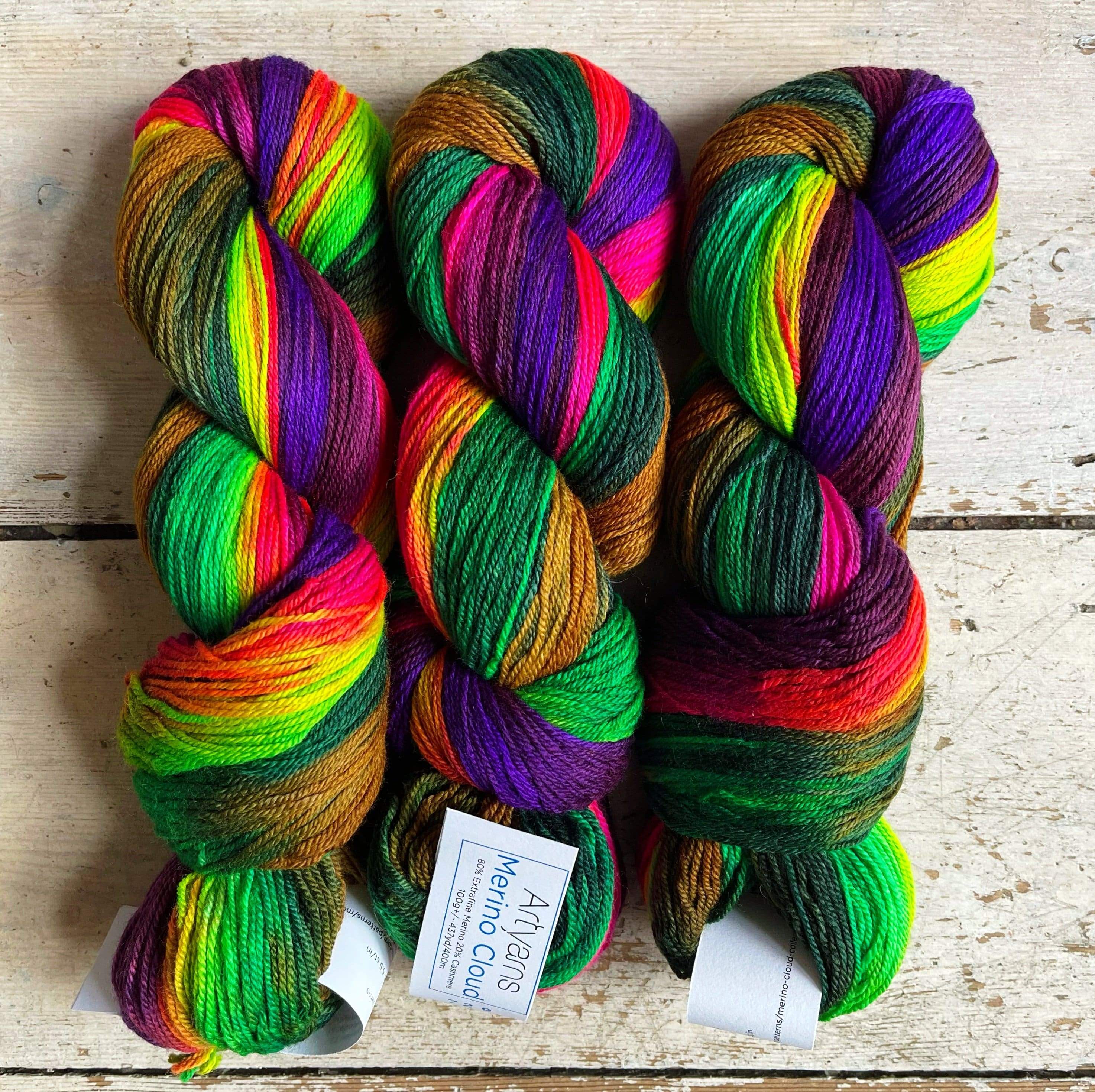 Artyarns Merino Cloud Ombre Yarn in 737 Electric Rainbow Ombre at
