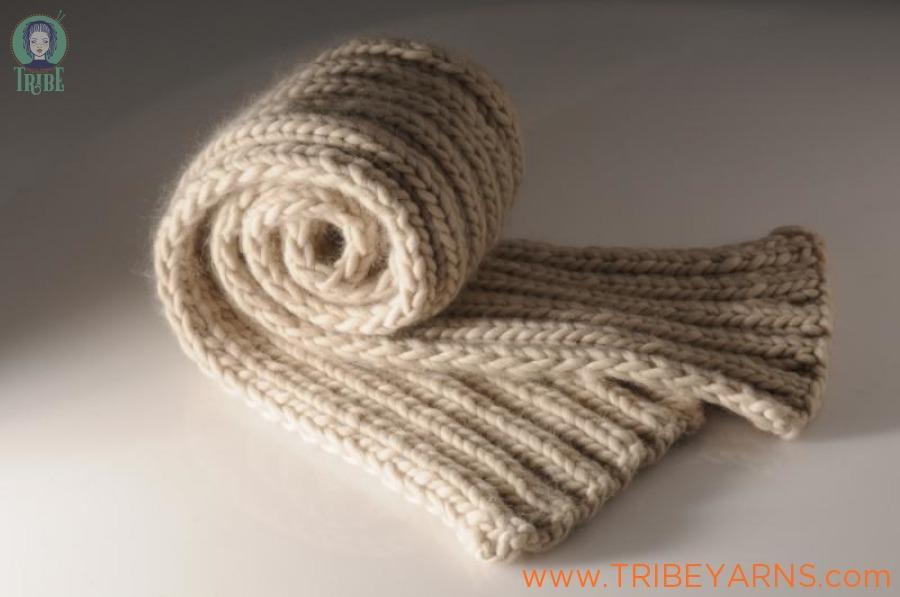 Rib Scarf Knitting Pattern by Mrs Moon Tribe Yarns, London tribeyarns