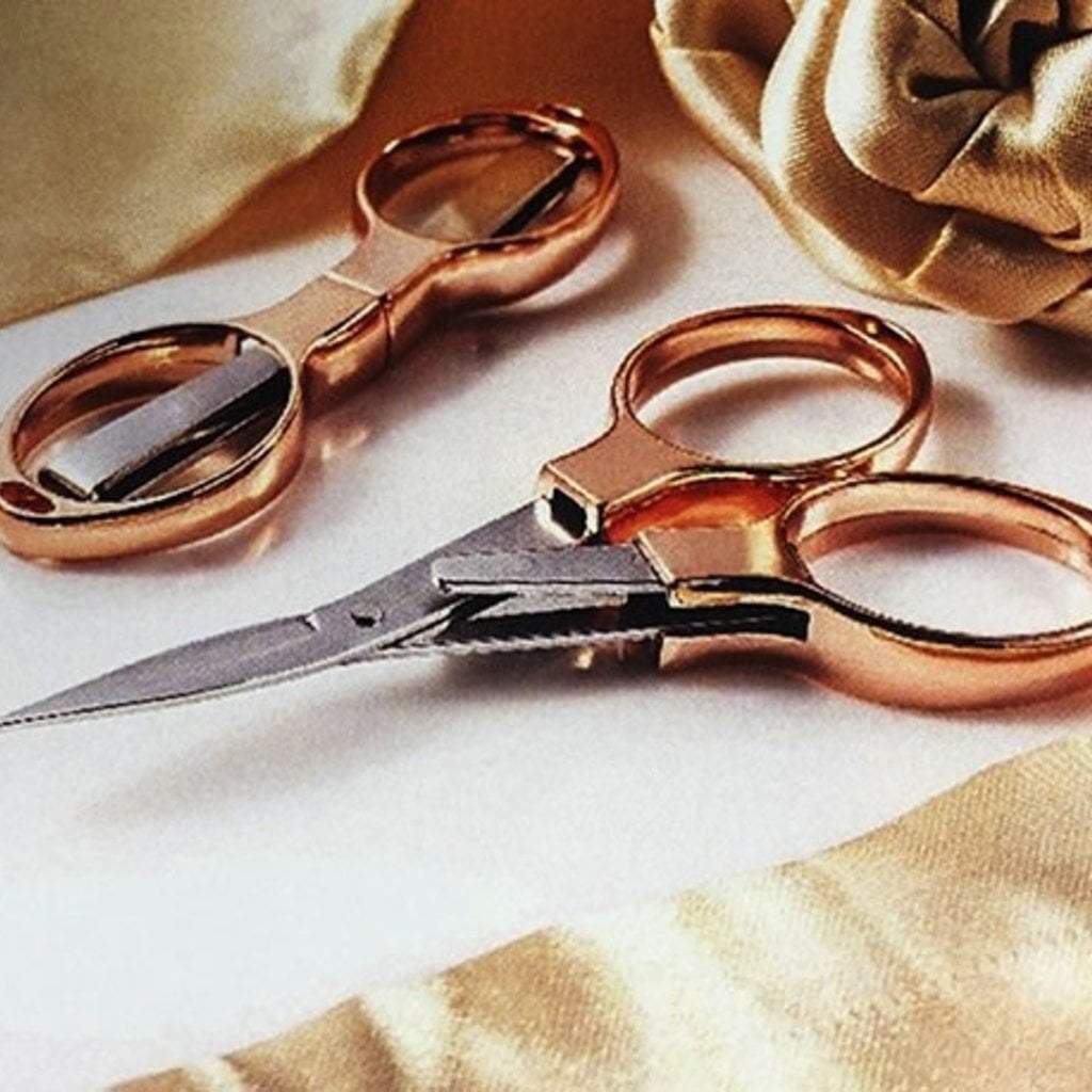 Rose Gold Folding Scissors tribeyarns