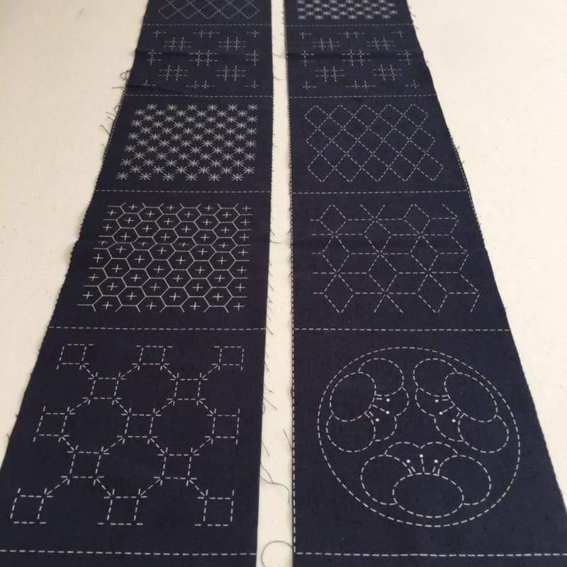 Sashiko Pre-Stencilled Seven Treasures Fabric Panel Olympus