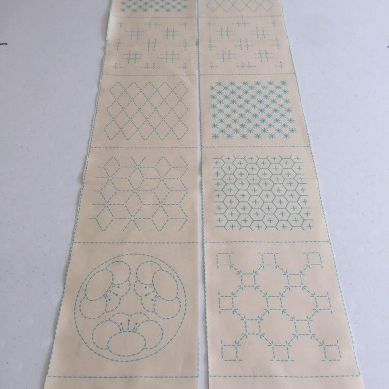 Sashiko Pre-Stencilled Seven Treasures Fabric Panel Olympus