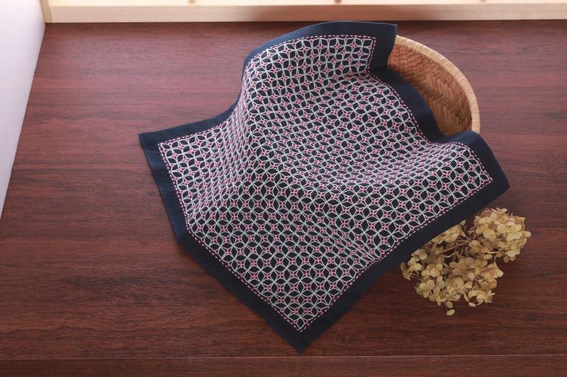 Sashiko Sampler - Hitomezashi Morning Glory Navy Olympus