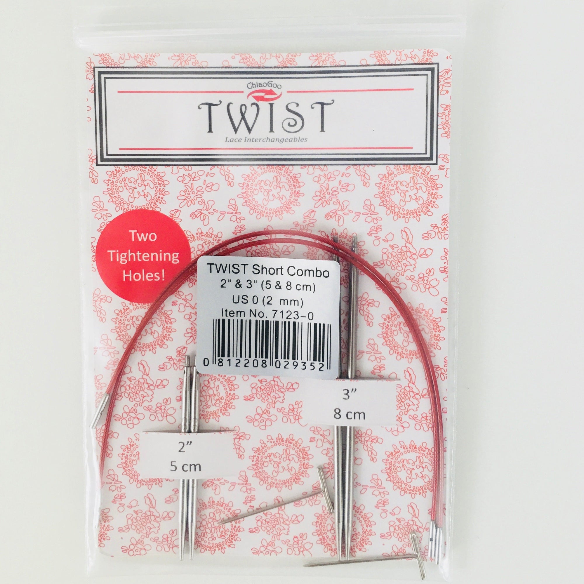 ChiaoGoo TWIST 3 inch (8 cm) Shorties Stainless Steel Lace IC Tips